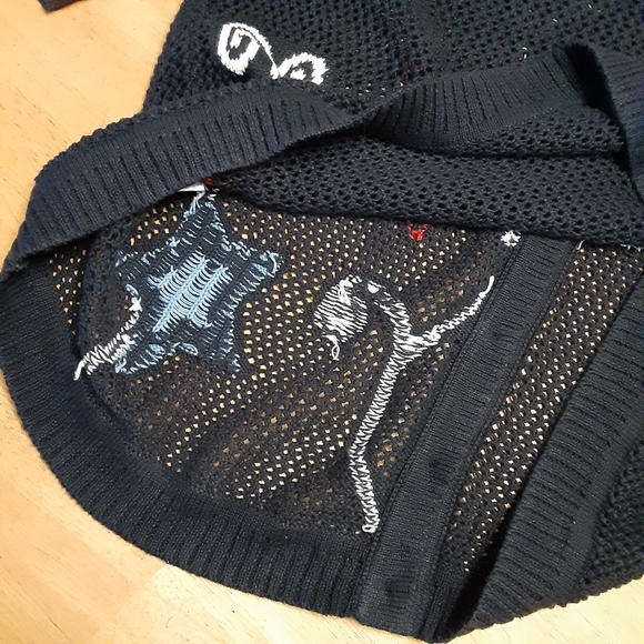 VINTAGE CJ BANKS STAR PATRIOTIC RED/WHITE/BLUE OPEN STITCH BUTTON UP SWEATER 1X - Picture 9 of 9